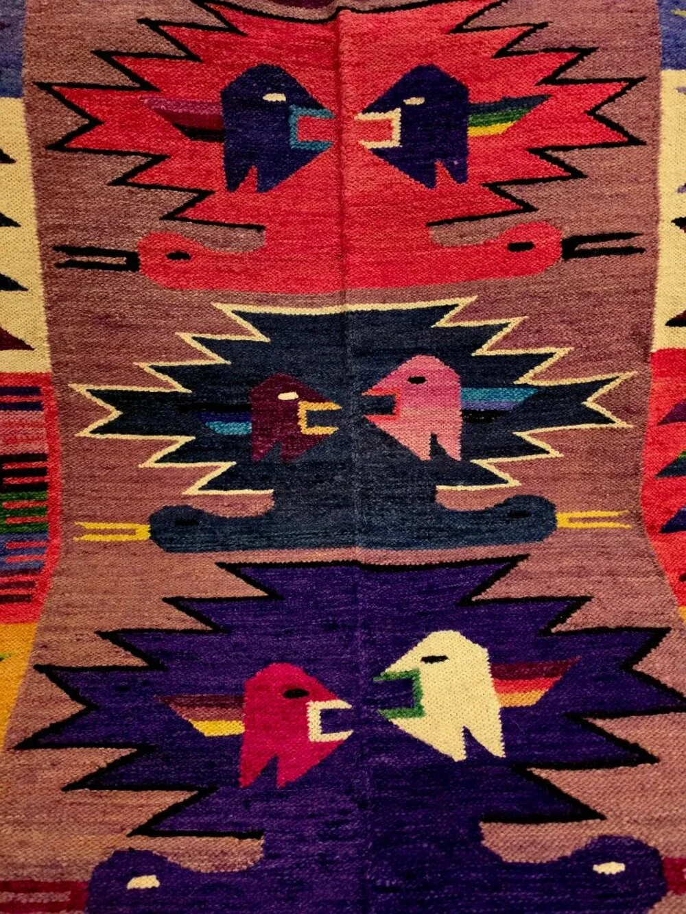 Andean Art Wool Tapestry – Colorful Tribal Animal Motif Blanket | Peruvian Artis